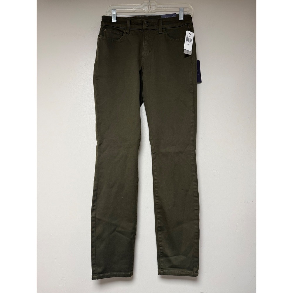 NYDJ Womens Alina Legging Pull‎ On Pants Olive Green Size 4 Stretch Denim